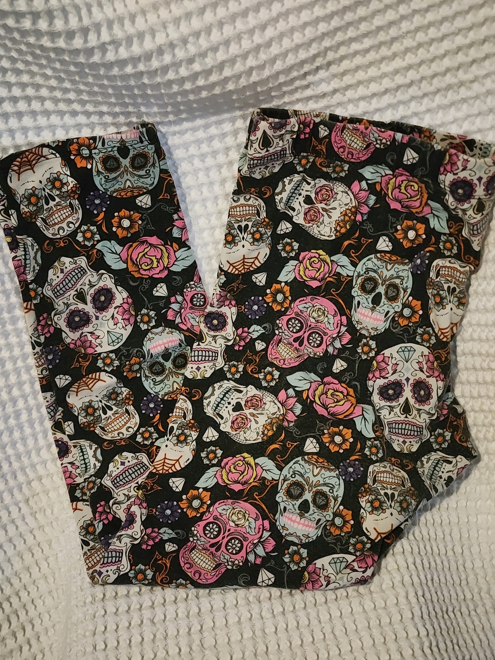 Black Floral Sugar Skull Leggings